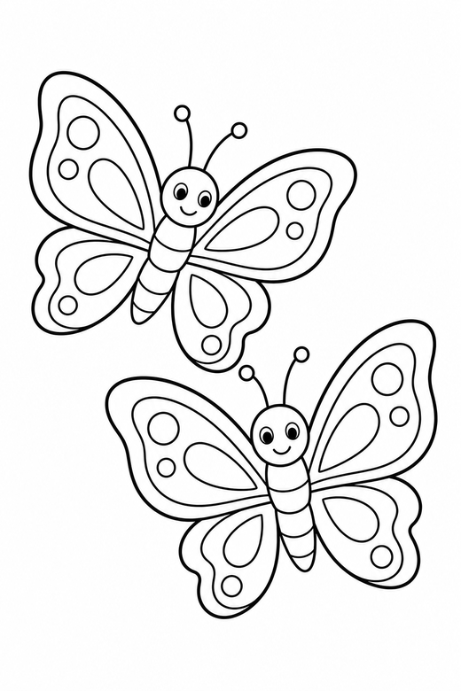 Two butterflies flying near each other — free printable butterfly coloring page