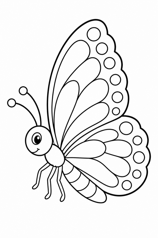 A butterfly side view with wings raised together — free printable butterfly coloring page