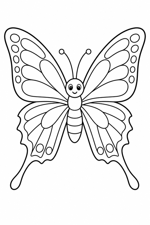 A butterfly with long swallowtail wing points — free printable butterfly coloring page