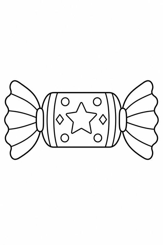 Christmas cracker: A party cracker with frilled ends and a decorated middle, free printable coloring page