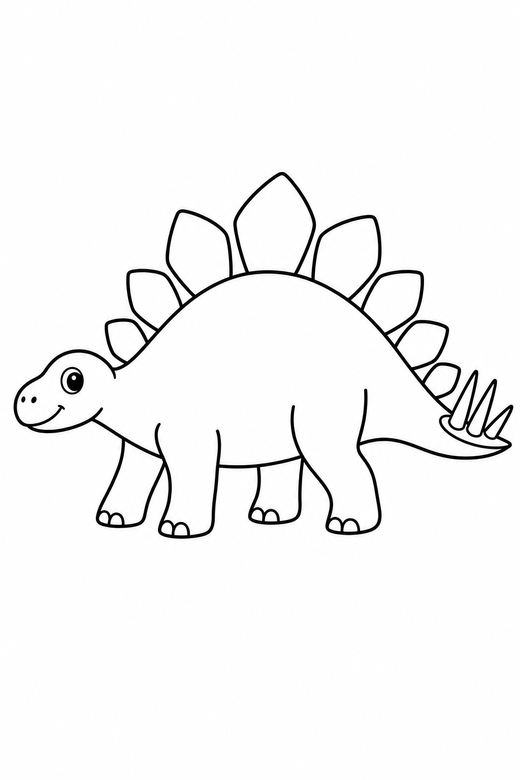 A stegosaurus walking with large plates along its back — free printable dinosaur coloring page
