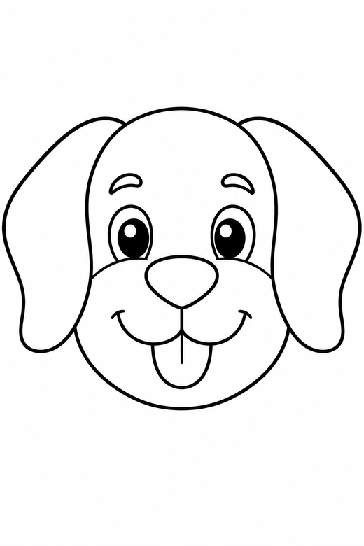A dog head portrait close-up with floppy ears — free printable dog coloring page