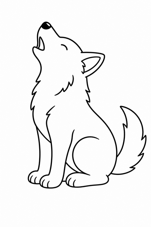 A dog howling with its head raised up — free printable dog coloring page