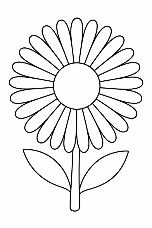 A daisy with many thin petals and a round centre — free printable flower coloring page