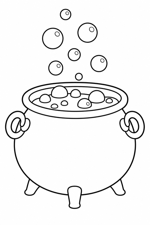 A cauldron with bubbles rising from it — free printable halloween coloring page