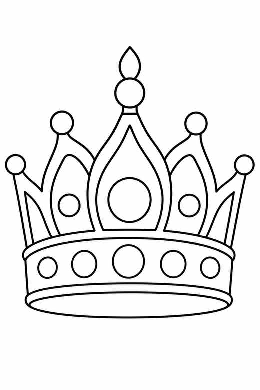 Crown with jewels: An ornate crown with simple round jewel shapes, free printable coloring page